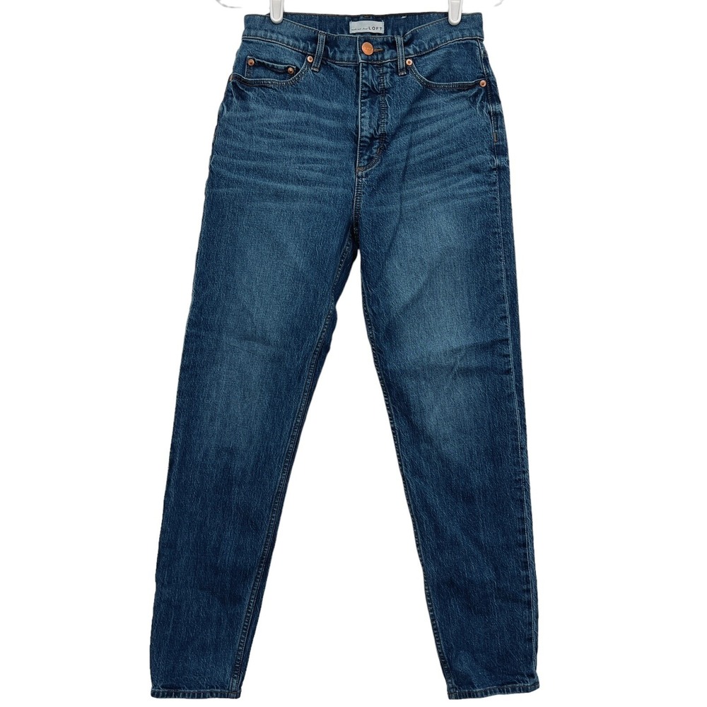 LOFT Women's Boyfriend High Waist Blue Stretch Denim Jeans Size 25 (W28"xL29")